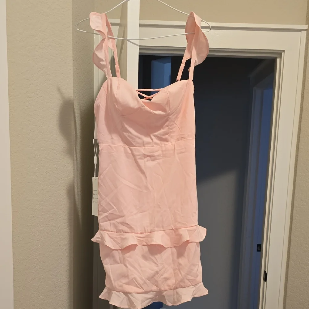 Pink Ruffle Mini Dress - Picture 3 of 5